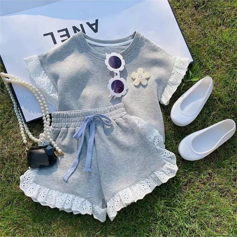 Angelica Girls Clothing Summer Short Sleeve Children Two Piece Set - GuGuTon baby store - Baby Fashion - Toddlers Outfits - Babies Outfits - Toddler Clothes - Kids Clothing - Newborn Clothes - Newborn Wear - Kids Wear - Trending Clothes - Trending Outfits - Fall Fashion - Winter Fashion - Girls Clothes - Boys Clothes - Babies Wear - Kids Accessories - KidsWear - Summer Clothes - Summer Fashion - Summer Trend - Falls Sweaters - Tops - Bottom - Jeans - Blouse - Dresses - Newborn Dresses - Toys
