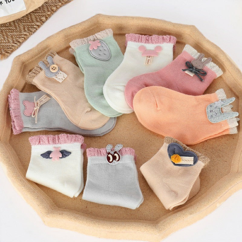 Cartoon socks for newborns in cotton and for children