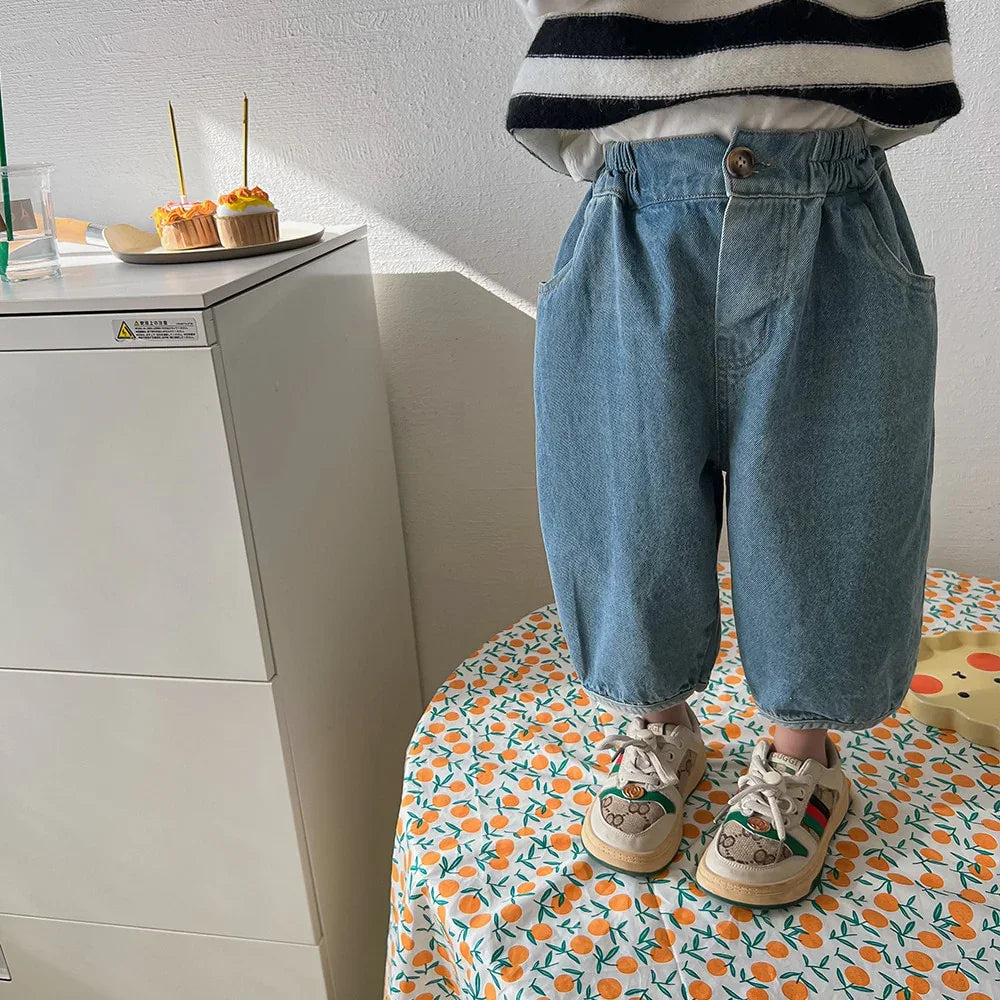 Samuel Harem Pants Fashion Wide Kids Denim Trousers Baby - GuGuTon baby store - Baby Fashion - Toddlers Outfits - Babies Outfits - Toddler Clothes - Kids Clothing - Newborn Clothes - Newborn Wear - Kids Wear - Trending Clothes - Trending Outfits - Fall Fashion - Winter Fashion - Girls Clothes - Boys Clothes - Babies Wear - Kids Accessories - KidsWear - Summer Clothes - Summer Fashion - Summer Trend - Falls Sweaters - Tops - Bottom - Jeans - Blouse - Dresses - Newborn Dresses - Toys
